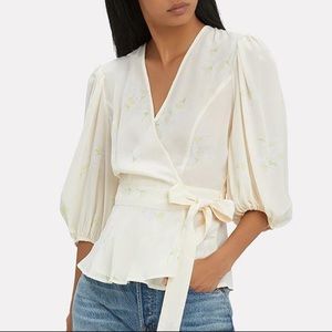 Ganni Ivory Silk Blouse